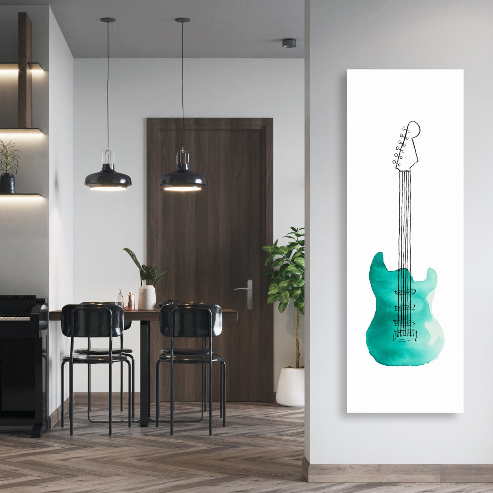Retro Turquoise Electric Guitar Canvas - Home Decor Wall Art