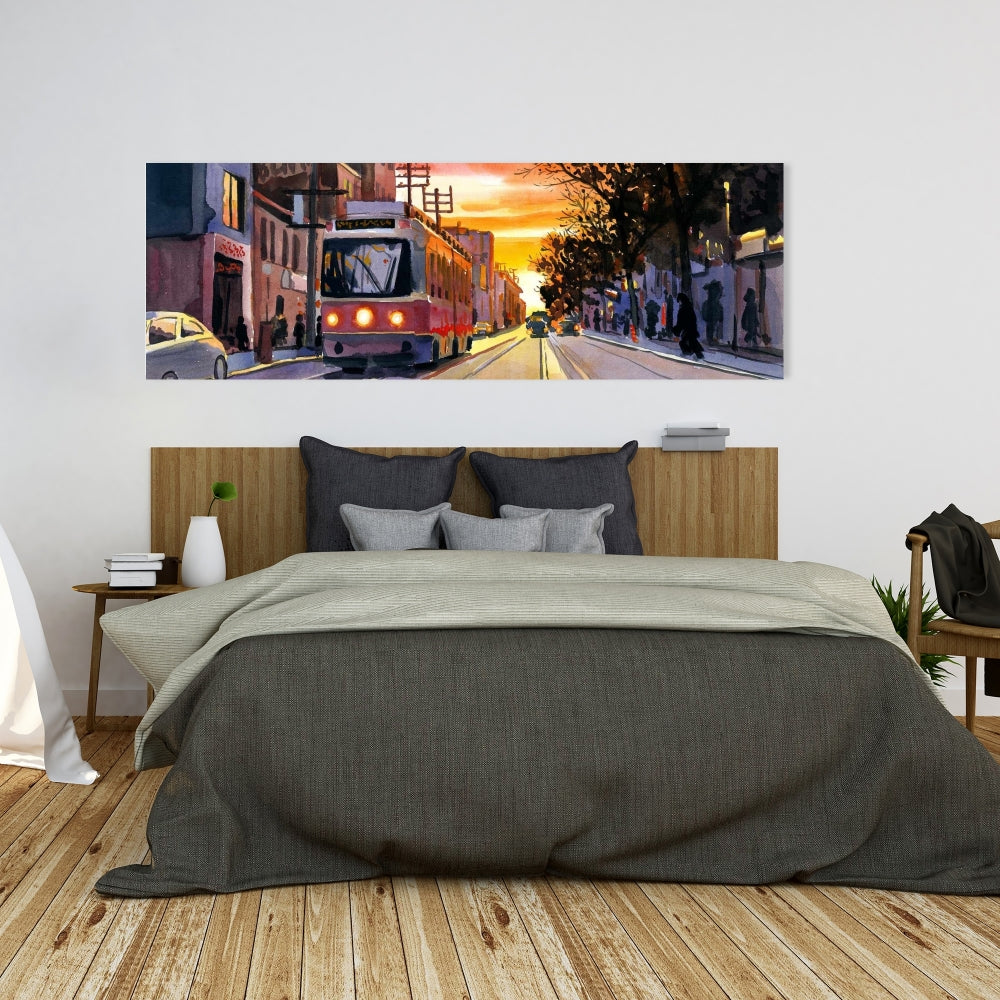 Blue Sunset Streetscape Canvas | Toronto Home Decor Art