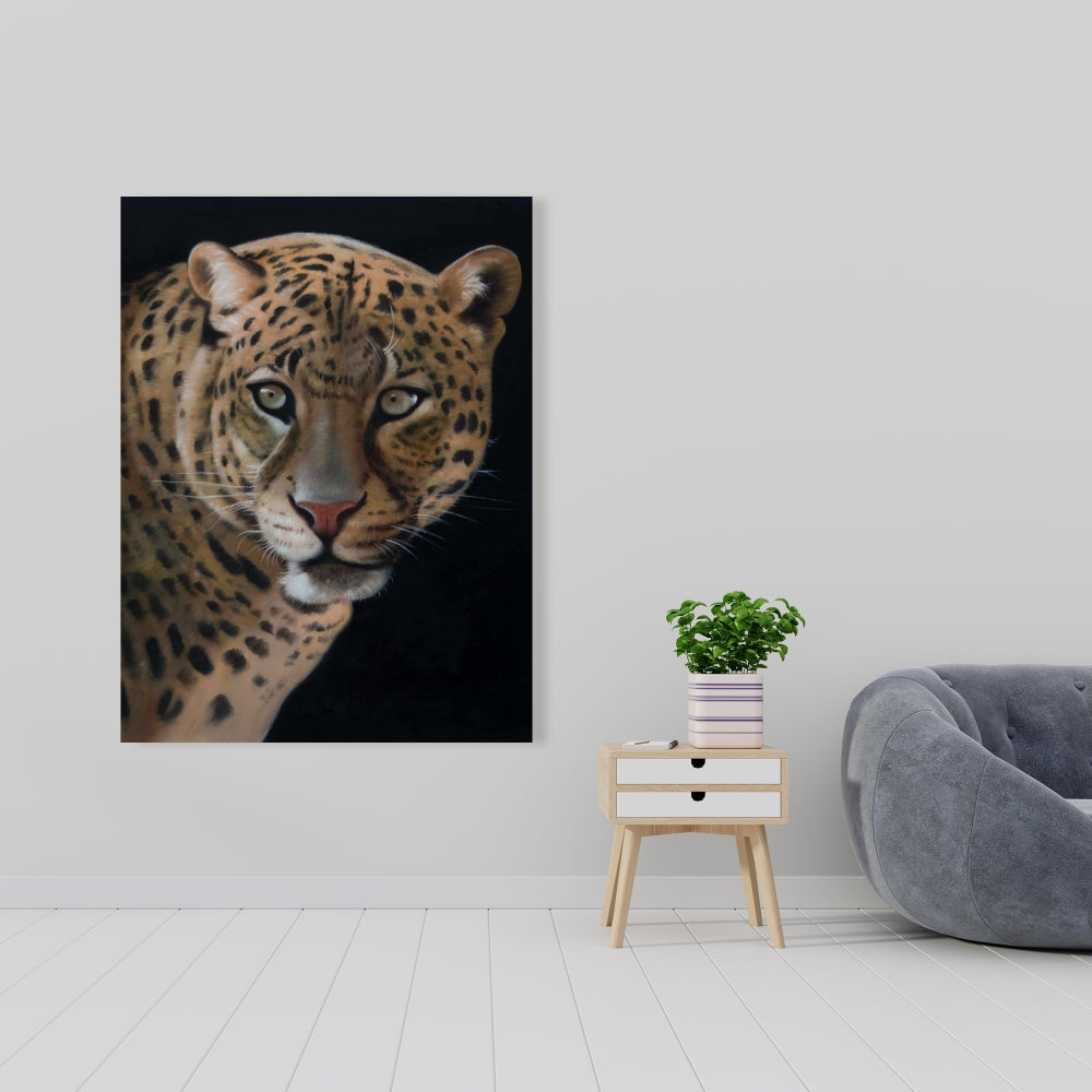 Realistic Fierce Leopard Canvas - Feline African Decor