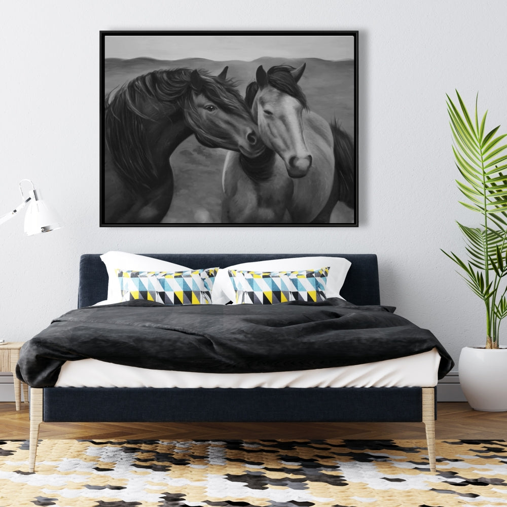 Tenderness Monochrome Farm Animals Framed Canvas | Home Decor