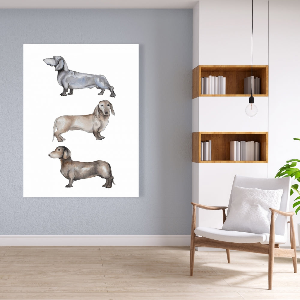 Small Dachshund Dog Canvas - Brown Pets Animals Home Decor