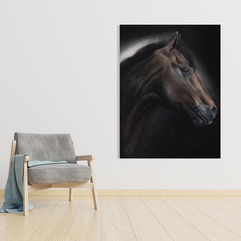 Loneliness Horse Rustic Brown Canvas | Home Decor Art Piece