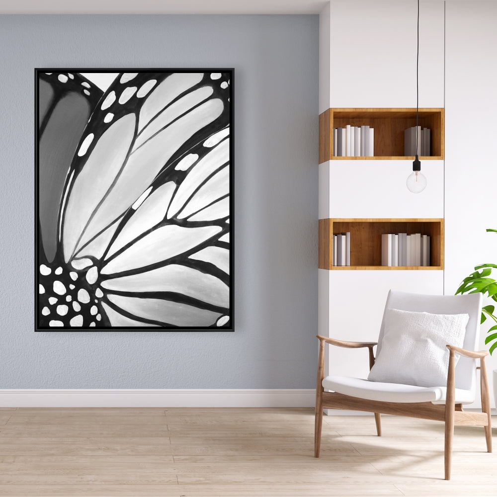 Monarch Wings Closeup Canvas - White Animals Insect Decor