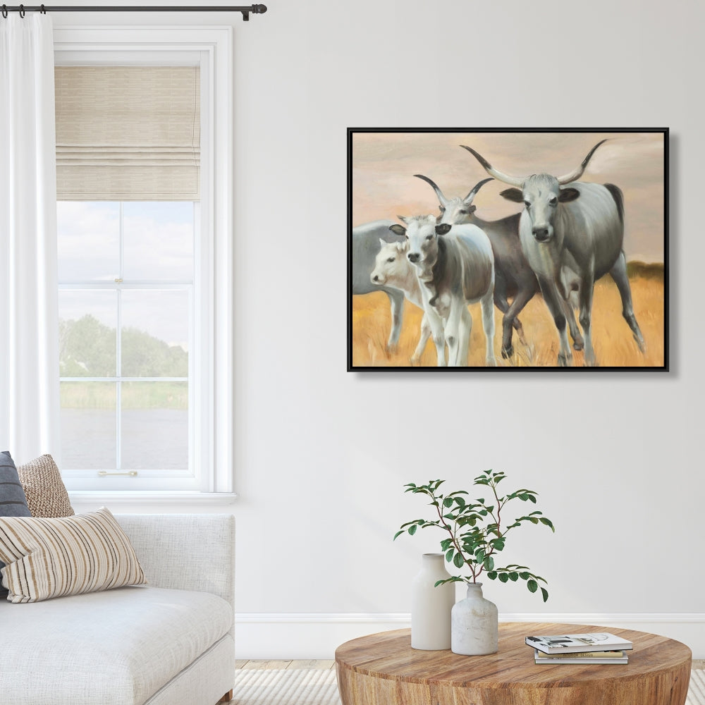 Toile encadrée « Élevage d'animaux de la ferme Nguni » | Décoration de chambre