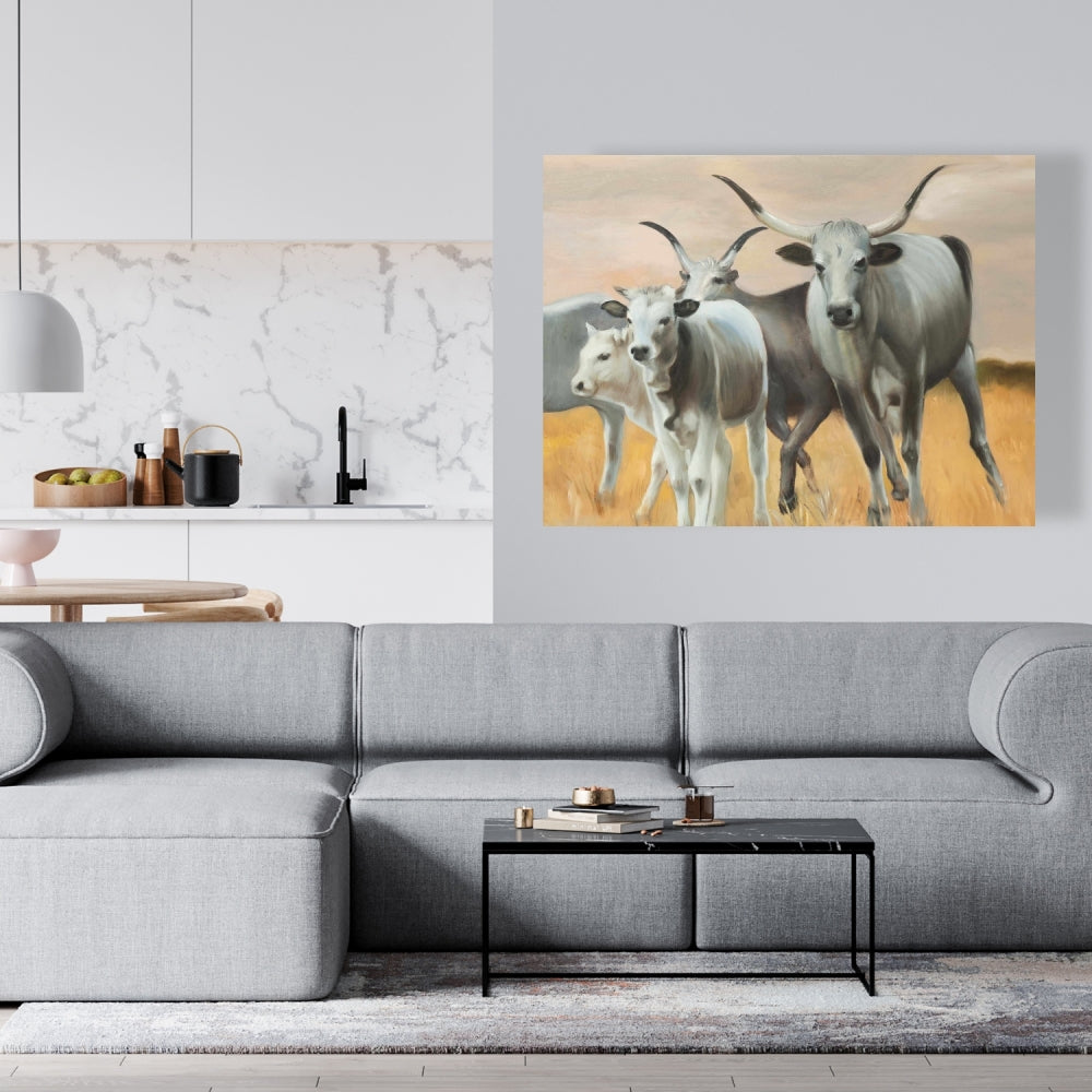 Rustic Nguni Breeding Farm Animals Canvas - Home Decor Art