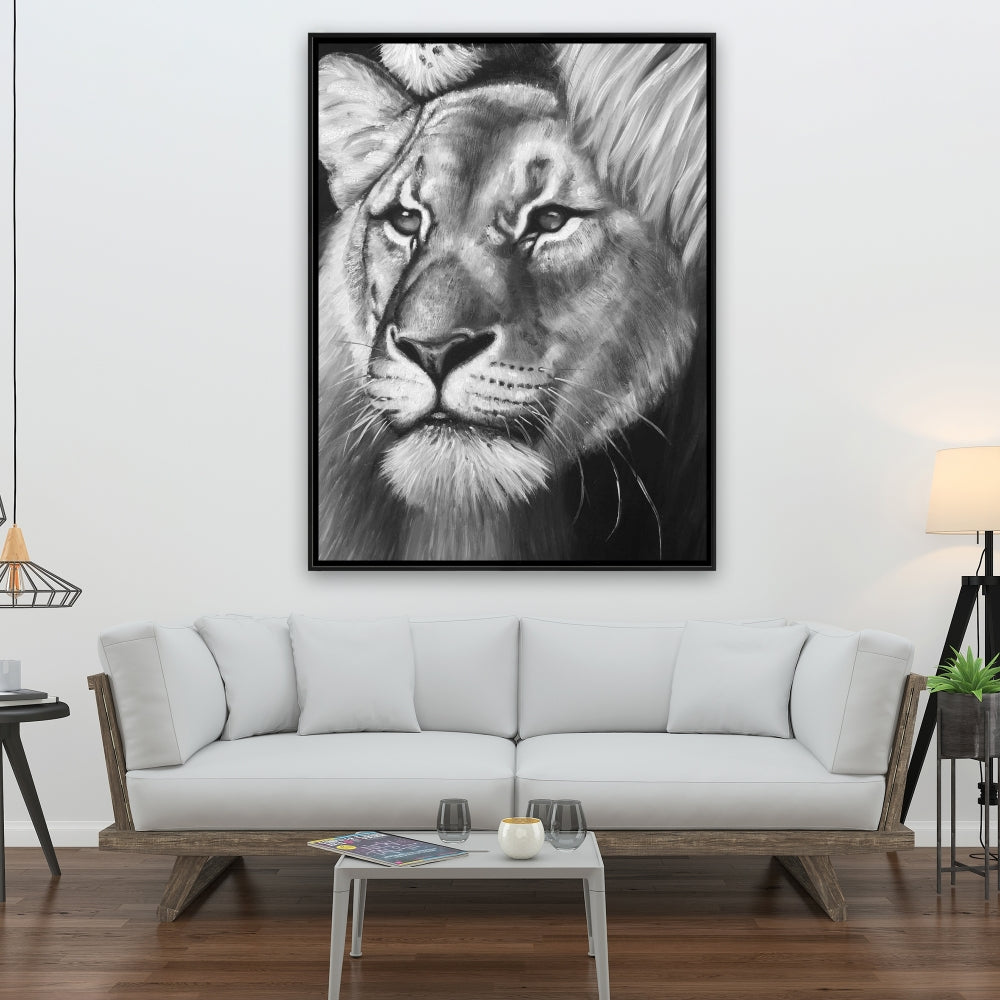 Lion and Lioness Framed Canvas | Bedroom Decor African Art