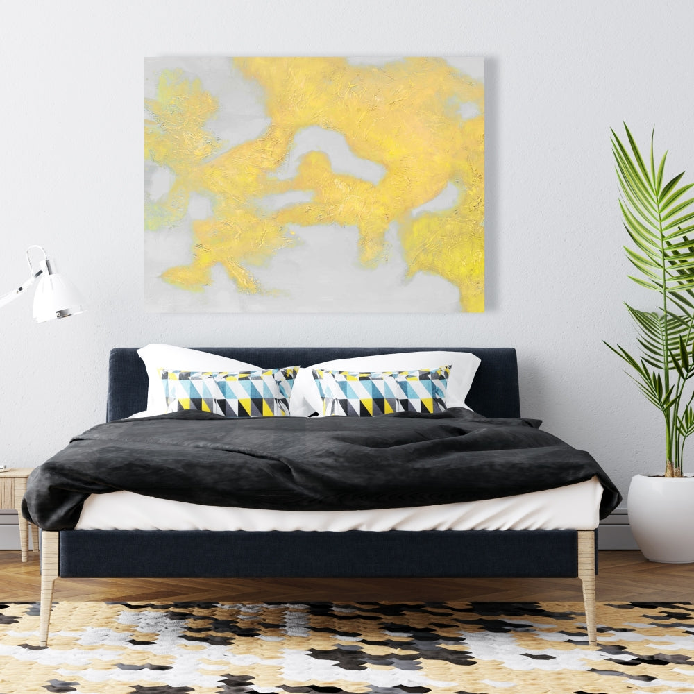 Gold Stains Abstract Canvas - Modern Bedroom Decor Art