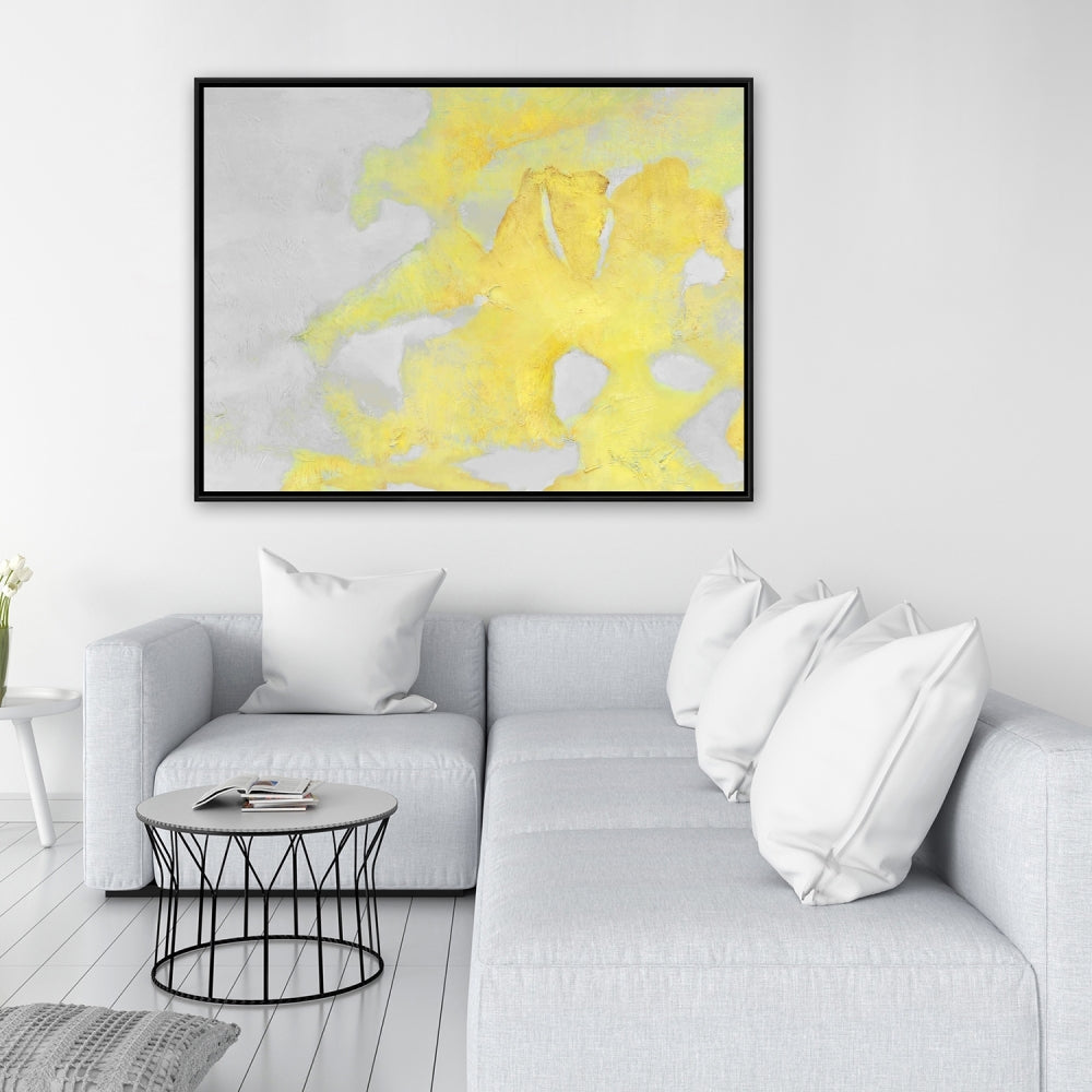 Gold Erosion Shapes Abstract Gray Framed Canvas Home Decor