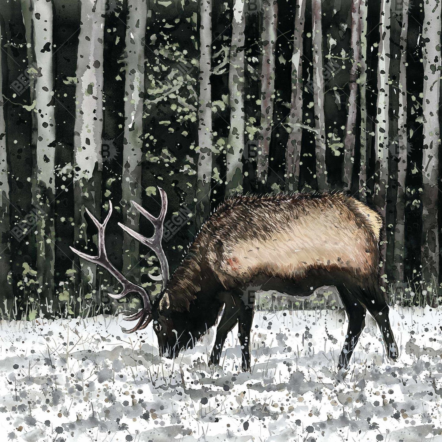 Toile représentant un caribou dans la forêt - Décoration murale pour chambre à coucher