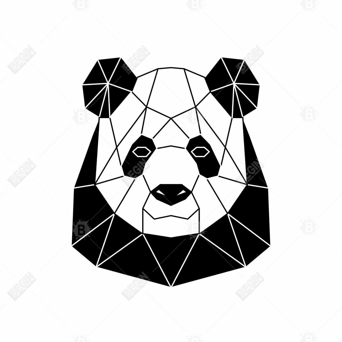 Geometric Panda Retro Animals White Canvas | Home Decor Art
