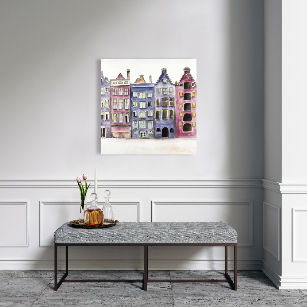 Purple Bedroom Canvas | Old Historic Houses Amsterdam Art
