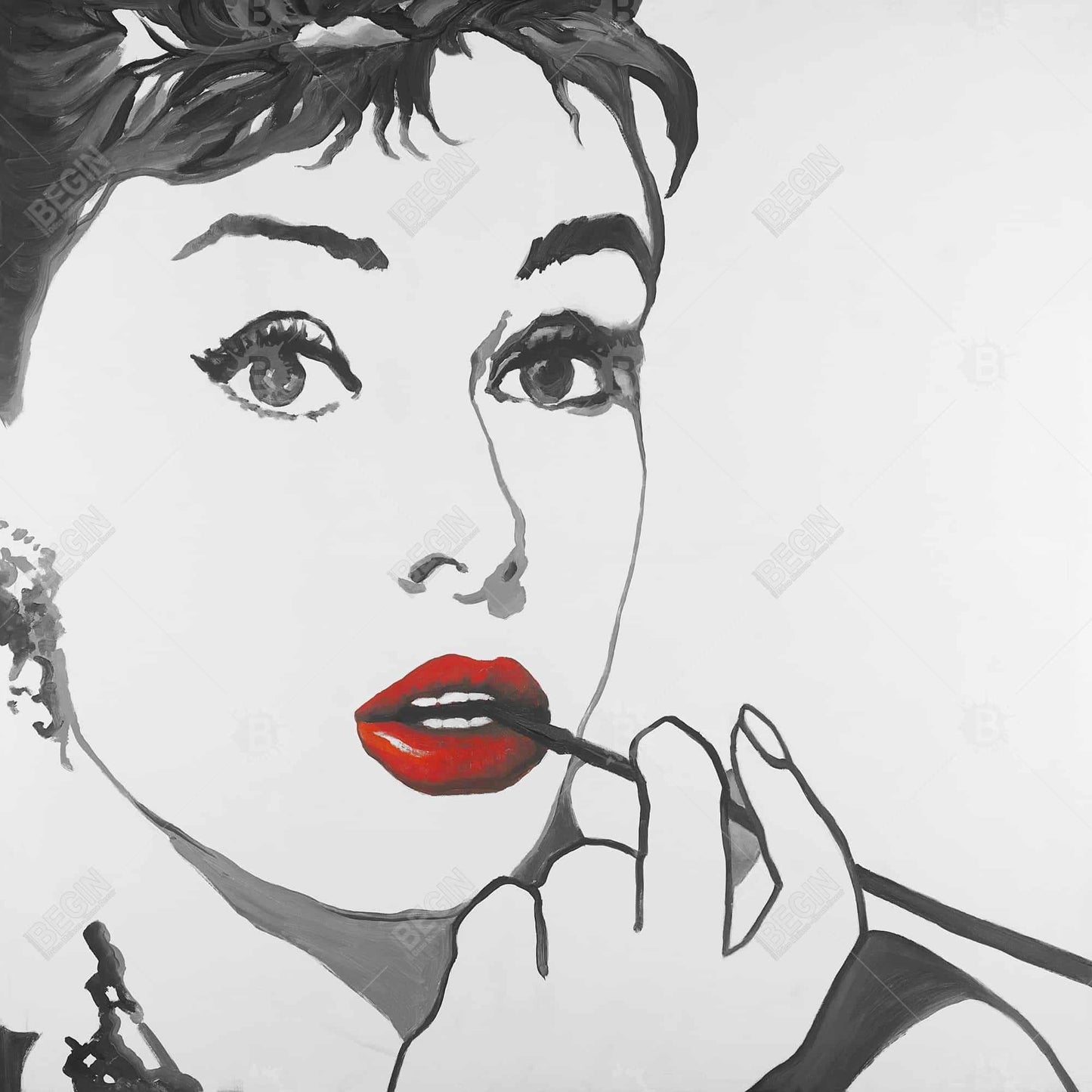 Toile Audrey Hepburn Outline | Décoration de chambre encadrée