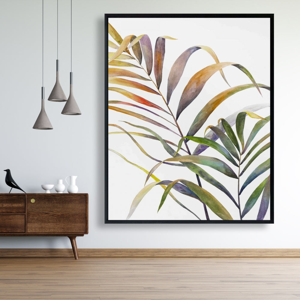 Watercolor Tropical Palm Leaves Canvas - Exotic Home Decor