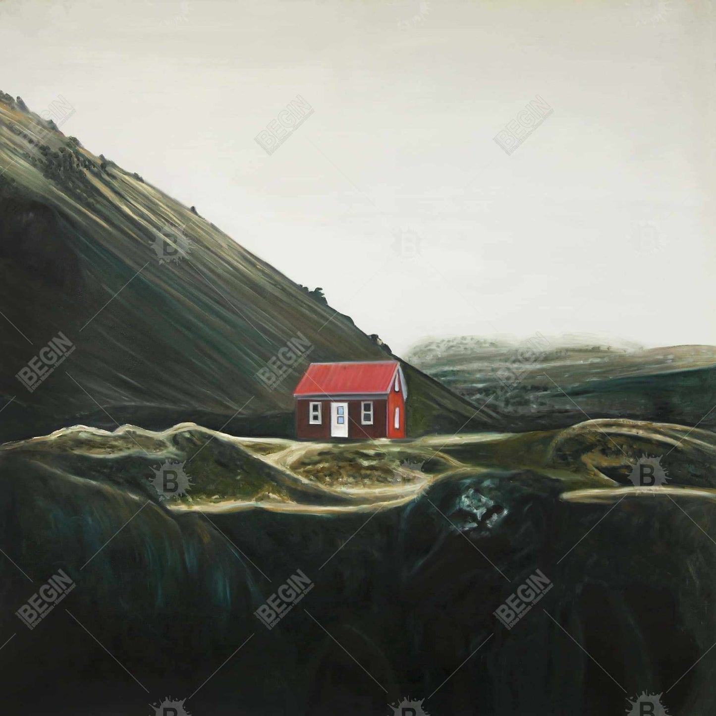 Isolated Shack Rustic Canvas - Brown Building Home Decor