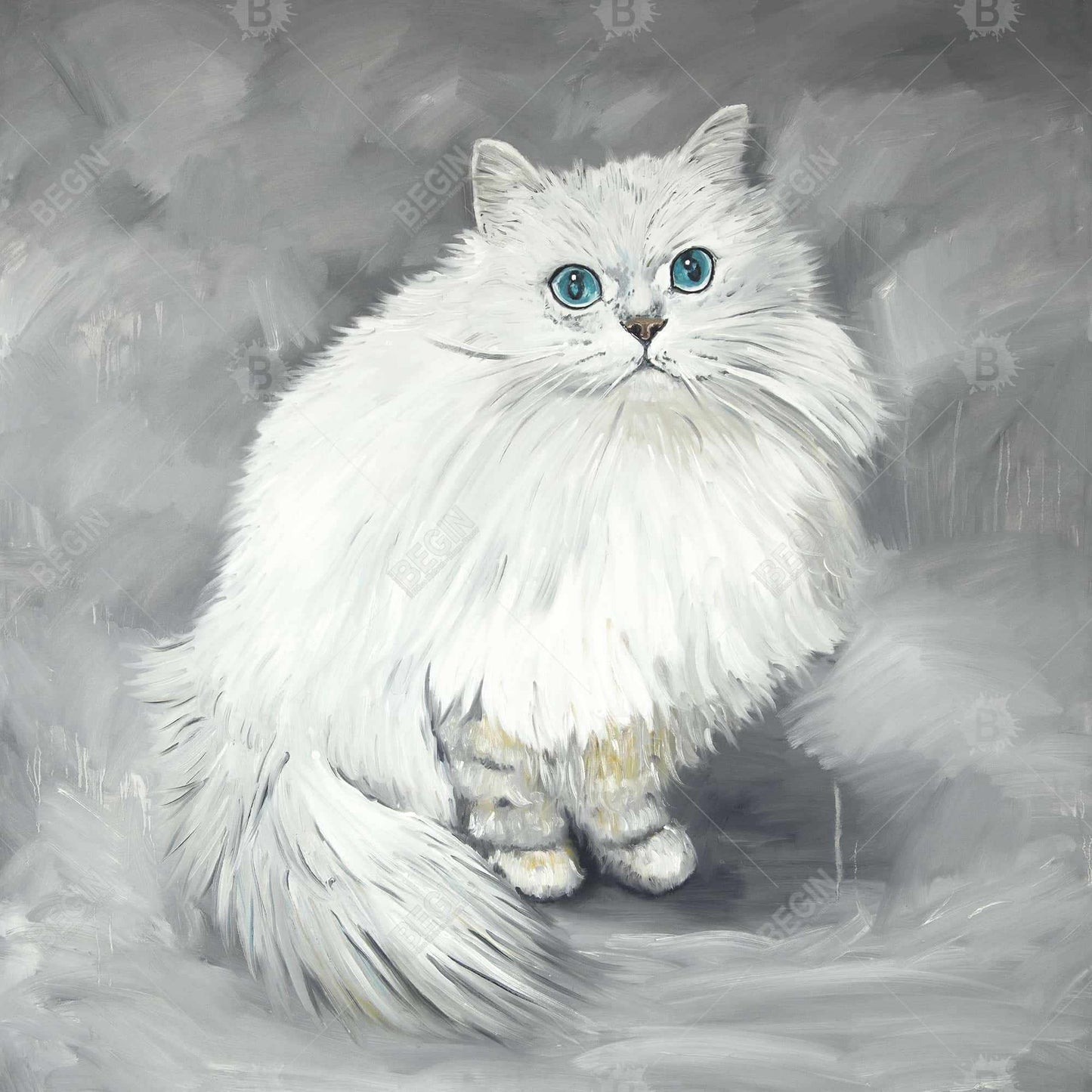 Chinchilla Persian Cat Canvas - White Bedroom Animal Decor