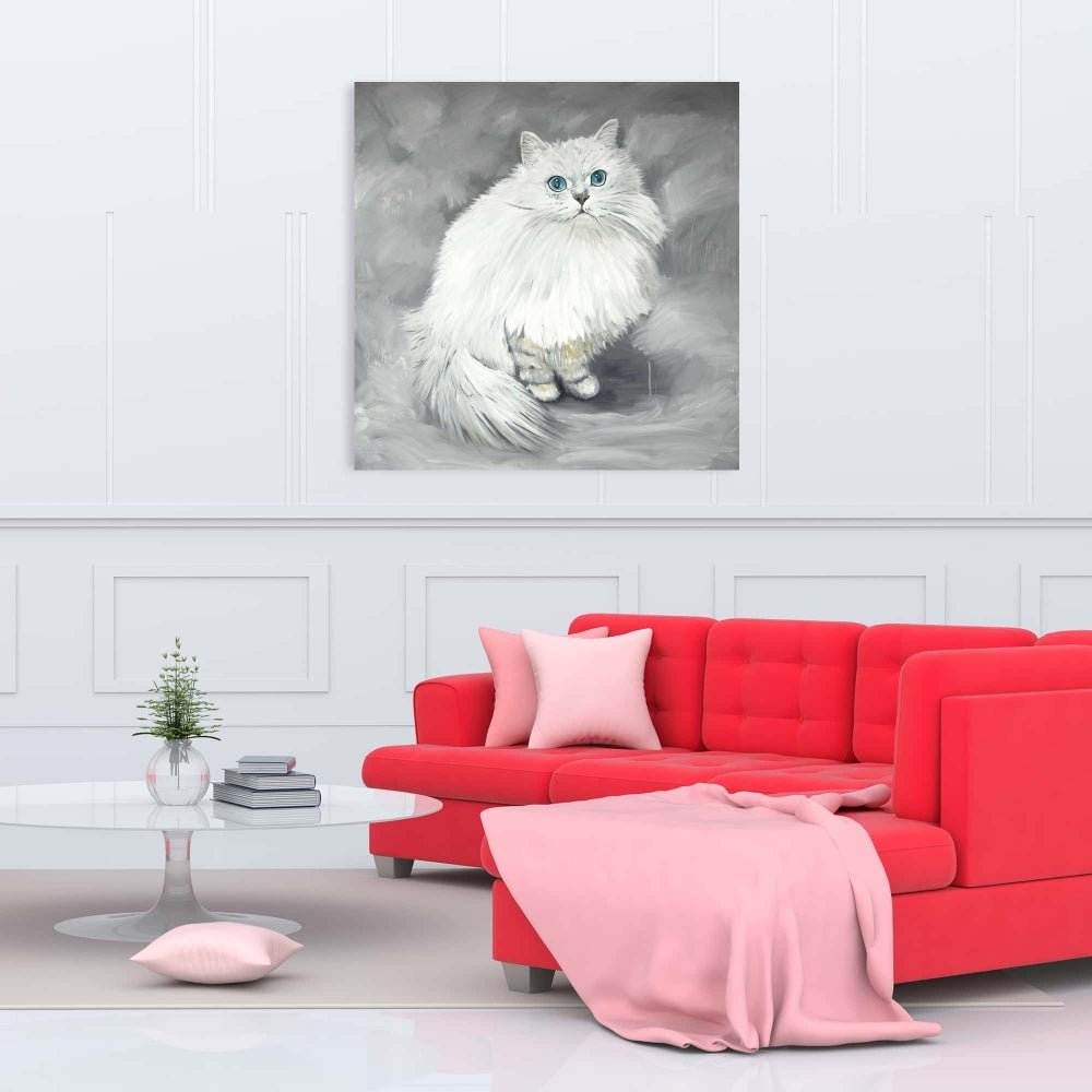 Chinchilla Persian Cat Canvas - White Bedroom Animal Decor