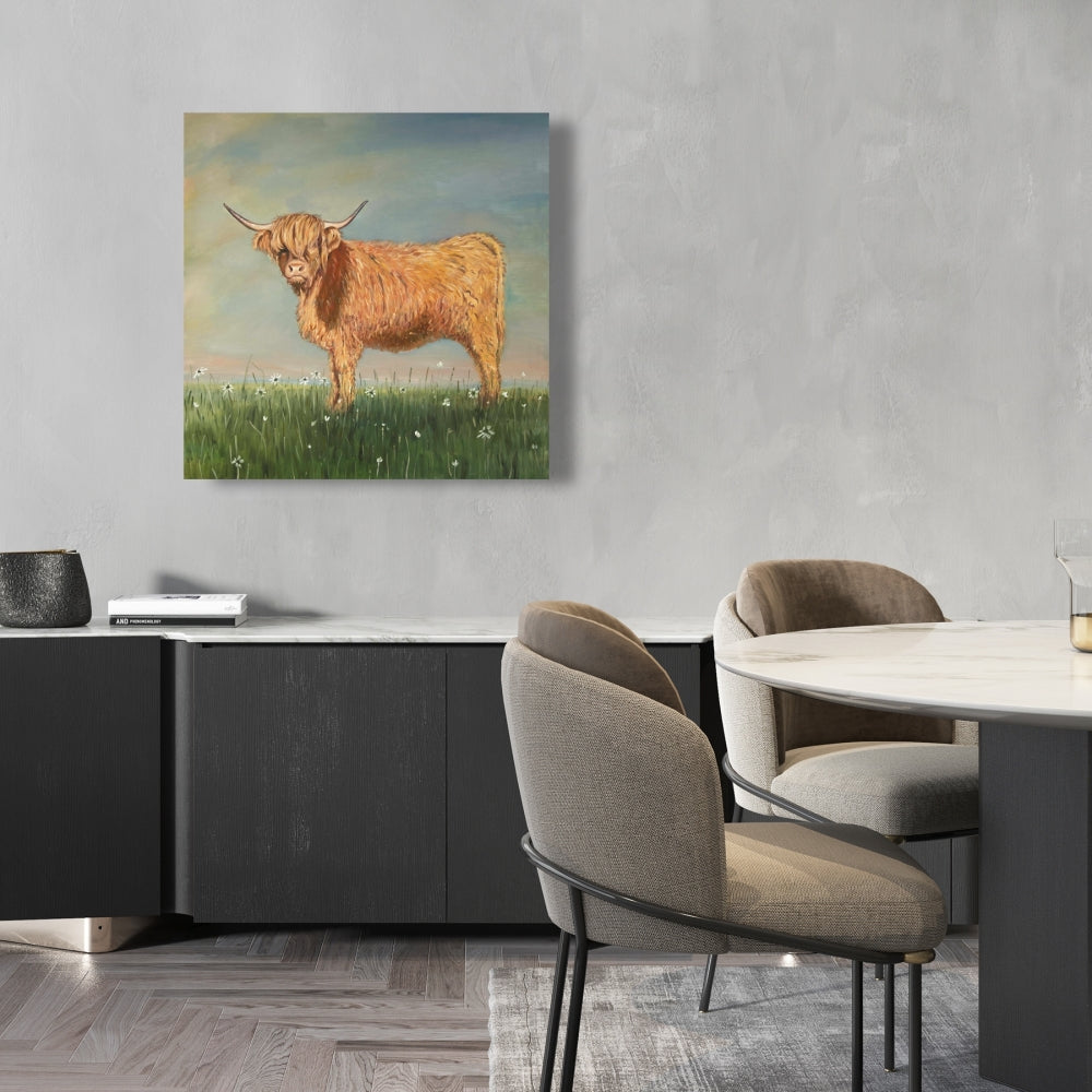 Daisy the Highland Cow Rustic Canvas - Farm Animal Home Decor