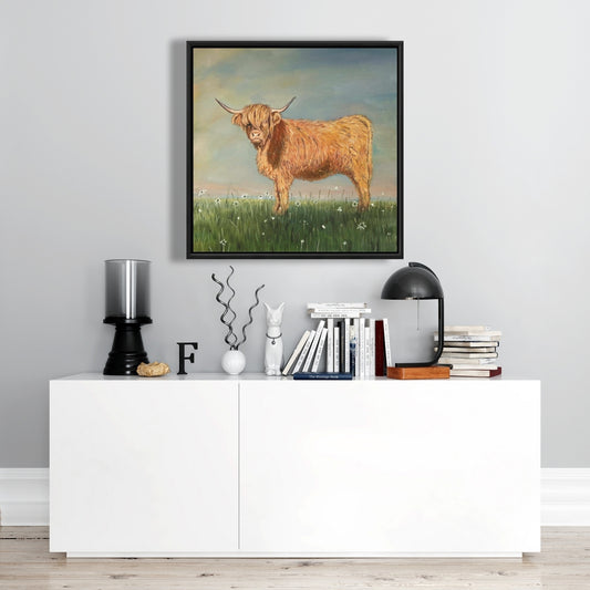 Rustic Animals Kitchen Canvas | Daisy the Highland Cow Decor