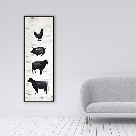Toile encadrée Animaux de la ferme noir et blanc - Décoration d'intérieur