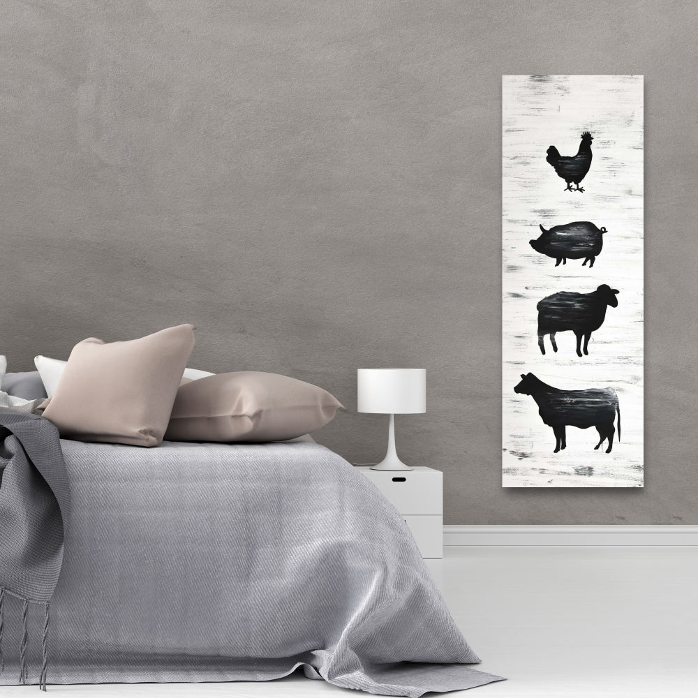 Farm Animals Canvas | Black & White Wall Art Home Decor
