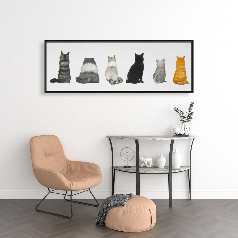 Toile « Six chats de dos » | Décoration d'intérieur