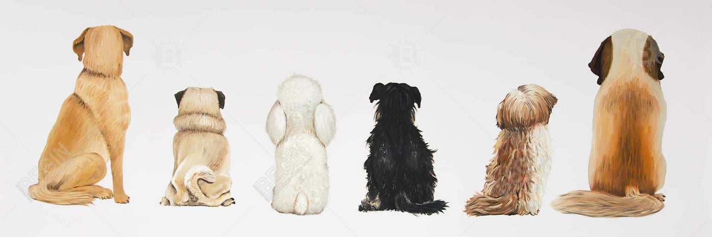 White Animals Canvas | Man's Best Friend Back View Decor