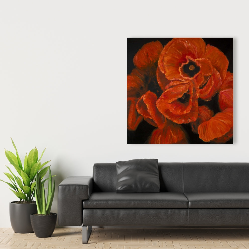 Poppy Bouquet Botanical Canvas - Contemporary Bedroom Decor
