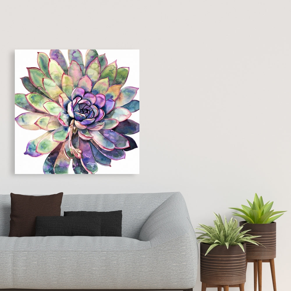 Multicolored Succulent Canvas | Exotic Botanical Bedroom Decor