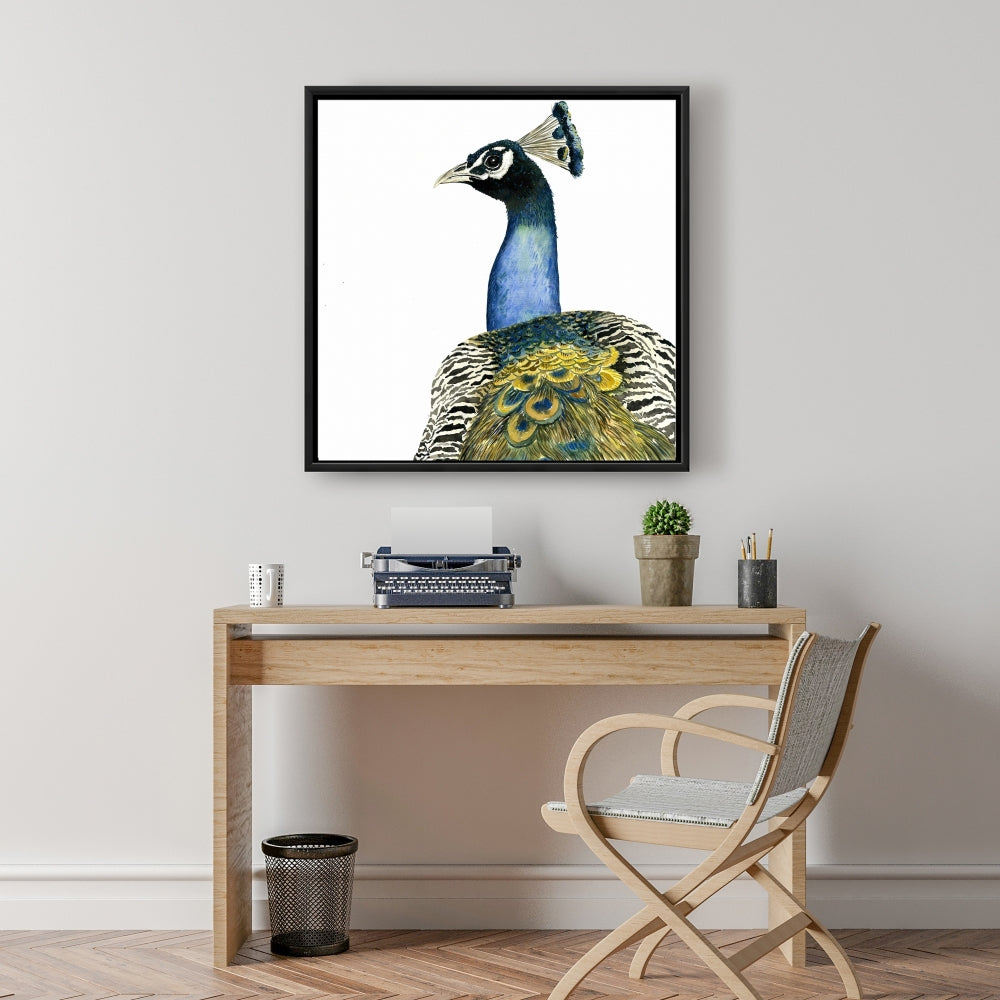 Watercolor Peacock Canvas | Bedroom Bird Wall Art Decor