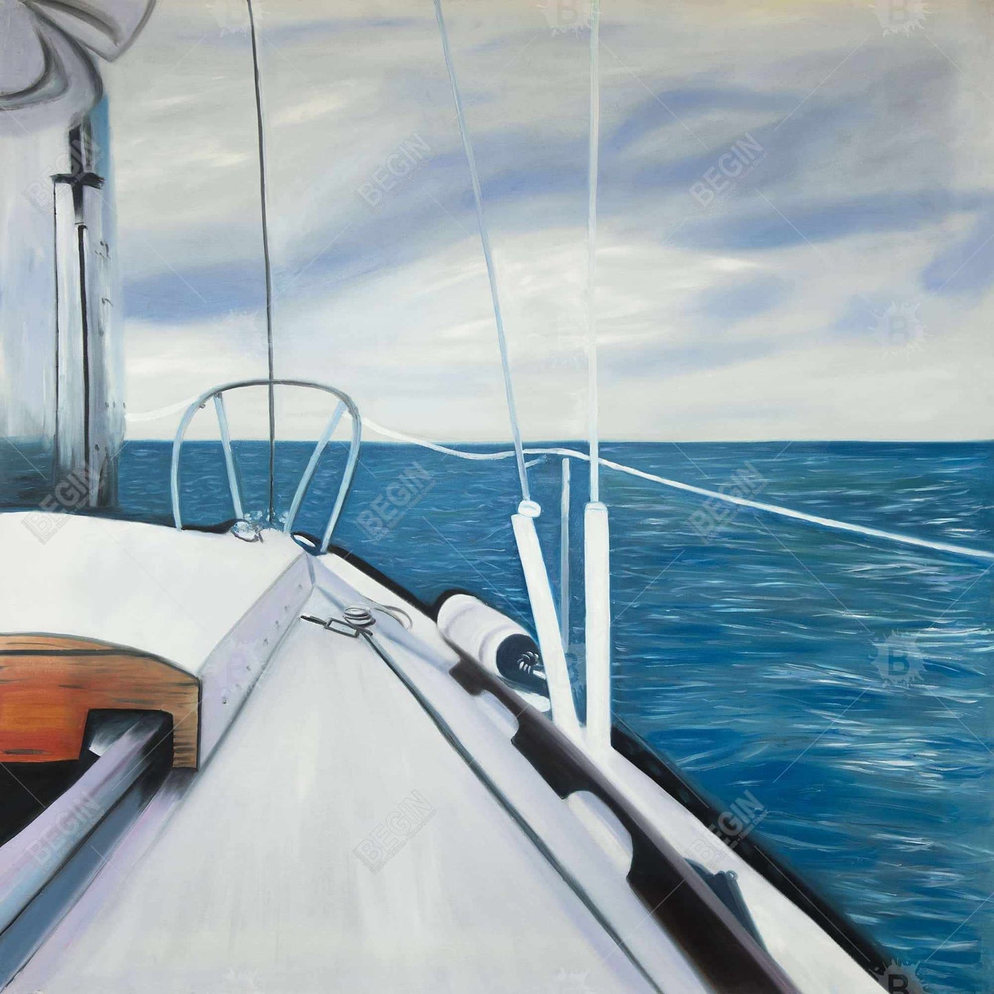 Coastal Blue Bathroom Canvas - Sail on the Water Home Decor