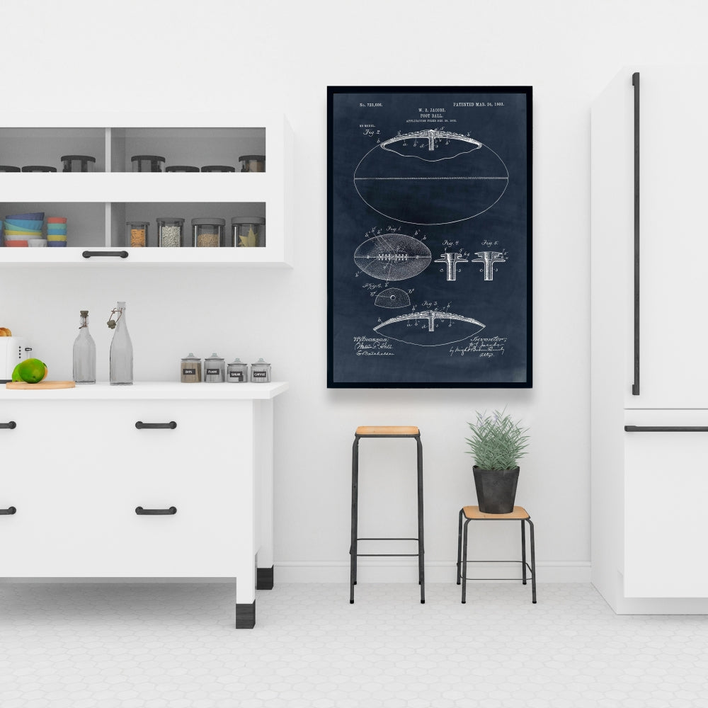 Toile encadrée vintage | Plan de football bleu pour décoration d'intérieur