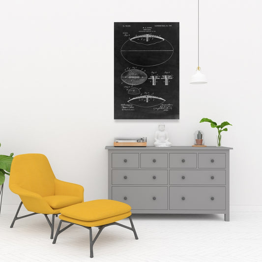 Toile de football noire à motif bleu - Décoration murale vintage