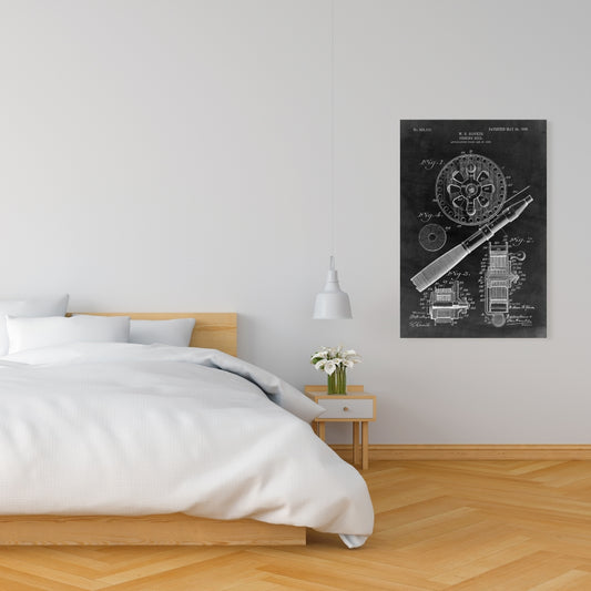 Toile « Moulin à pêche Black Blueprint » | Décoration murale