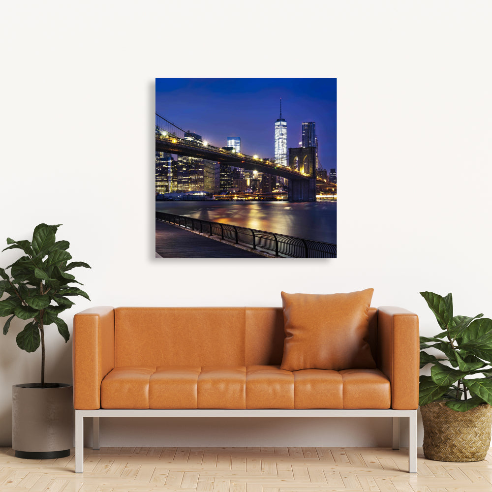 City at Night Canvas | Blue Building Cities Home Decor Art