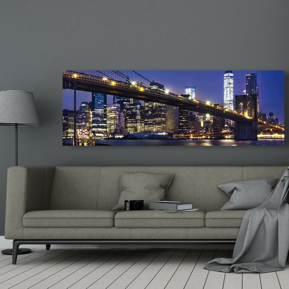 City at Night Canvas | Blue Building Cities Home Decor Art