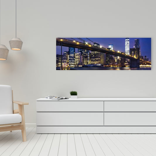 City at Night Canvas | Blue Building Cities Home Decor Art