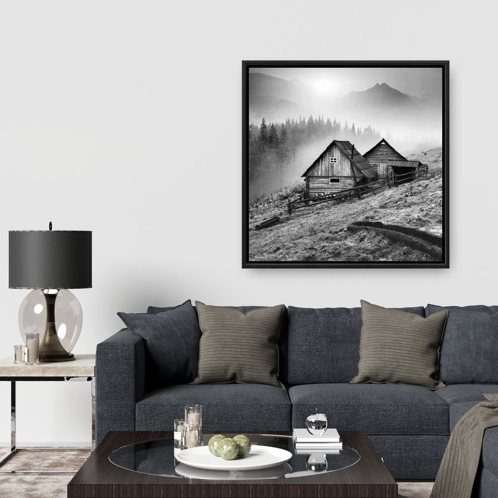 Toile minimaliste « Gray Man Cave » | Art des montagnes des Carpates