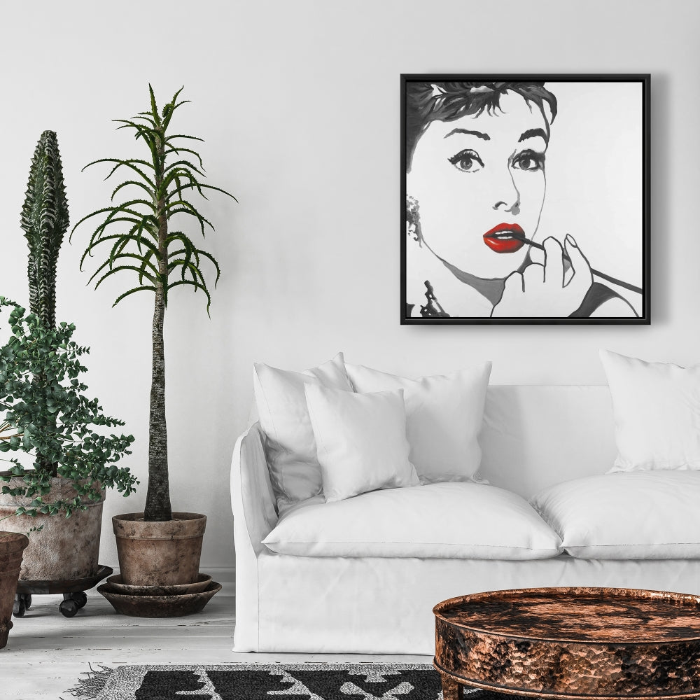 Toile Audrey Hepburn Outline | Décoration de chambre encadrée