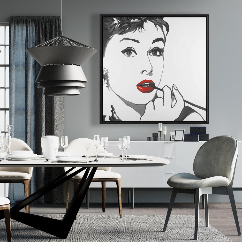 Toile Audrey Hepburn Outline | Décoration de chambre encadrée