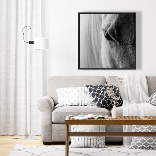 Monochrome Gray Bedroom Canvas - The White Horse Eye Decor