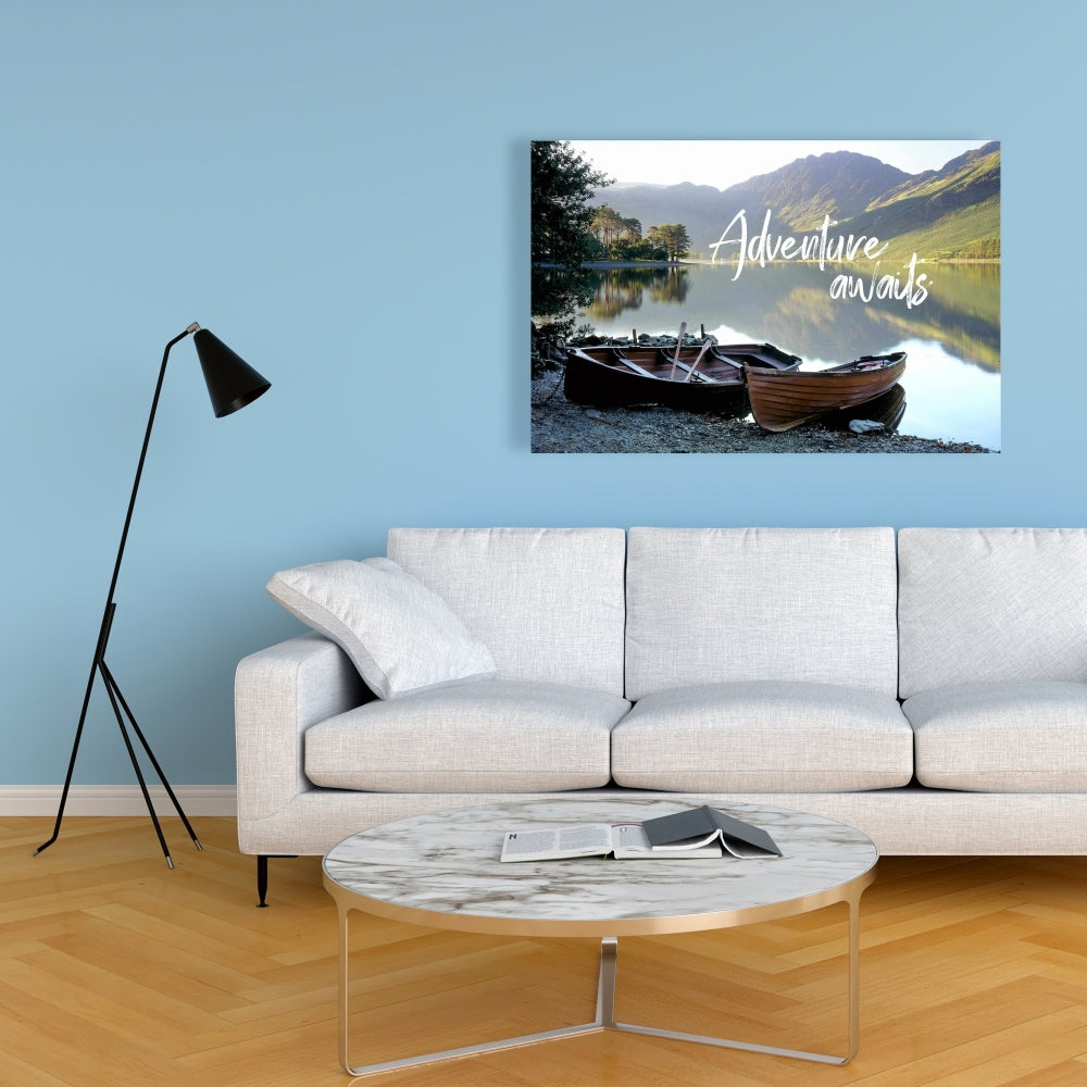 Adventure Awaits Canvas | Scandinavian Green Motivational Decor