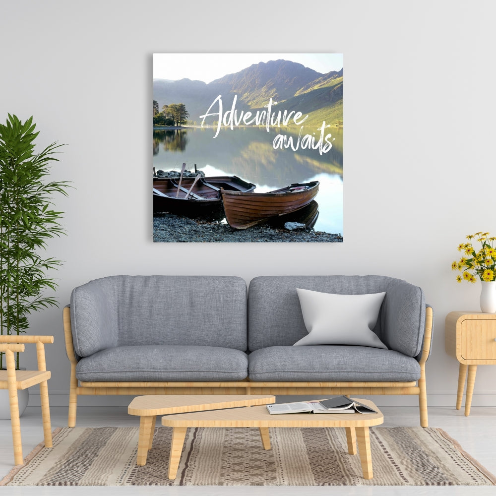 Adventure Awaits Canvas | Scandinavian Green Motivational Decor
