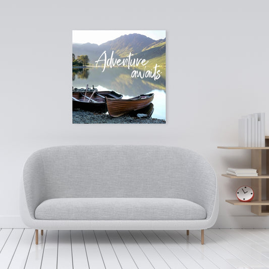 Adventure Awaits Canvas | Scandinavian Green Motivational Decor