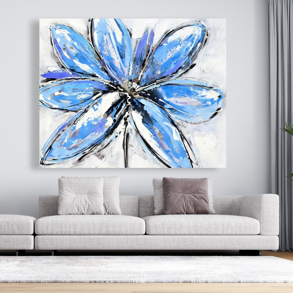 Blue Flower Botanical Canvas - Contemporary Home Decor Art