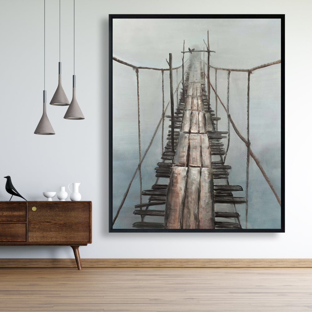 Old Abandoned Bridge Framed Canvas - Scenic Bedroom Decor
