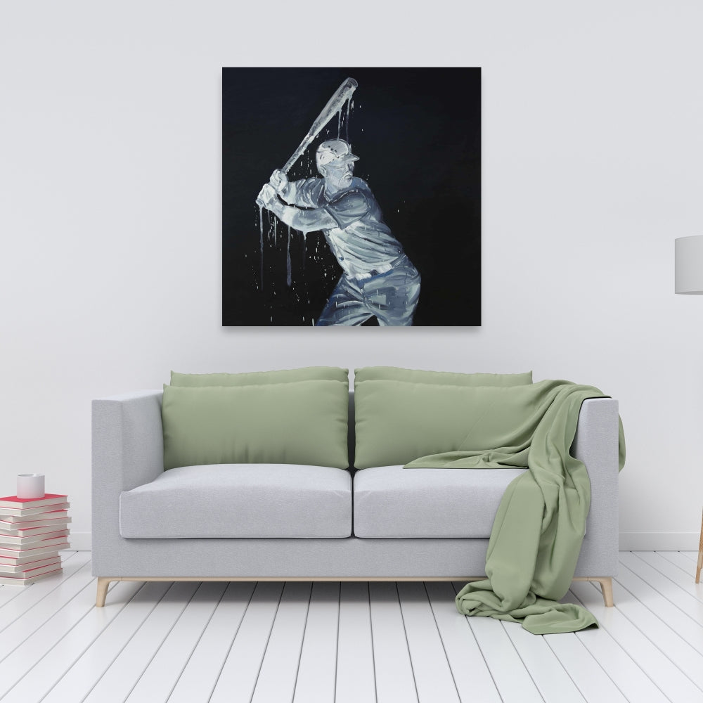 Toile de joueur de baseball | Décoration d'intérieur sportive américaine bleue