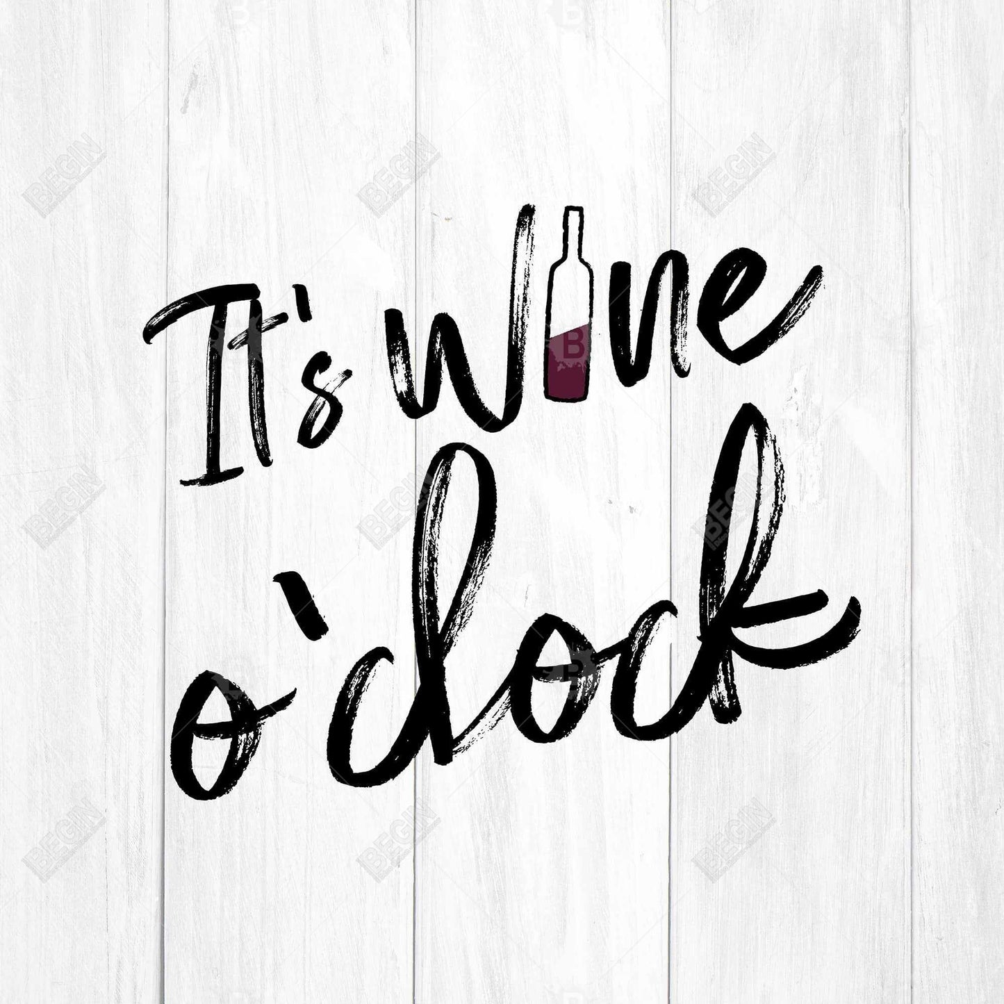 It's Wine O'clock Black & White Gastronomy Kitchen Canvas Decor