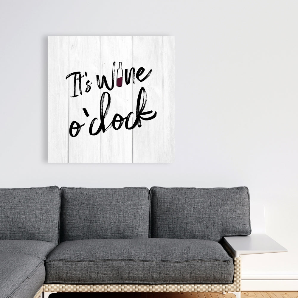 It's Wine O'clock Black & White Gastronomy Kitchen Canvas Decor
