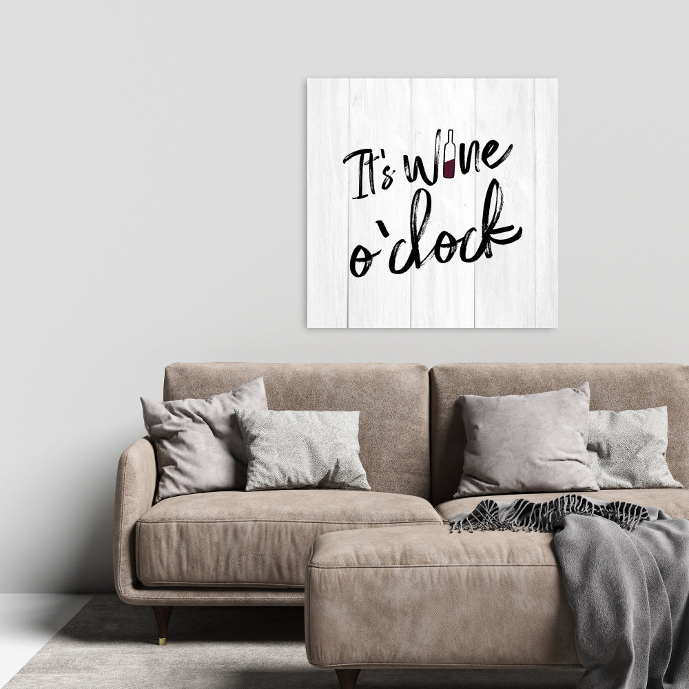 It's Wine O'clock Black & White Gastronomy Kitchen Canvas Decor