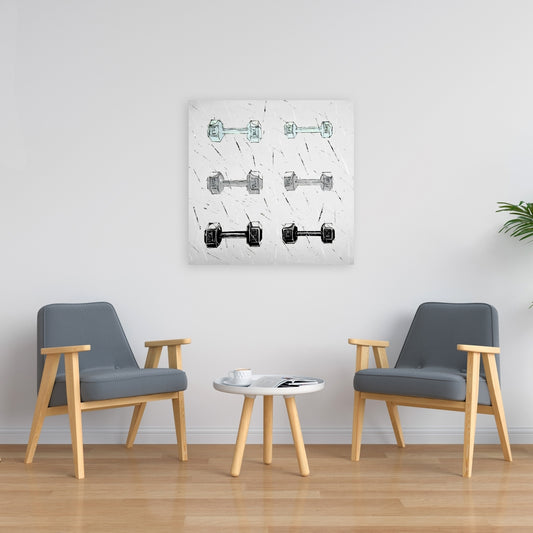 Gray Man Cave Canvas - Dumbbells Home Decor | Sports & Games
